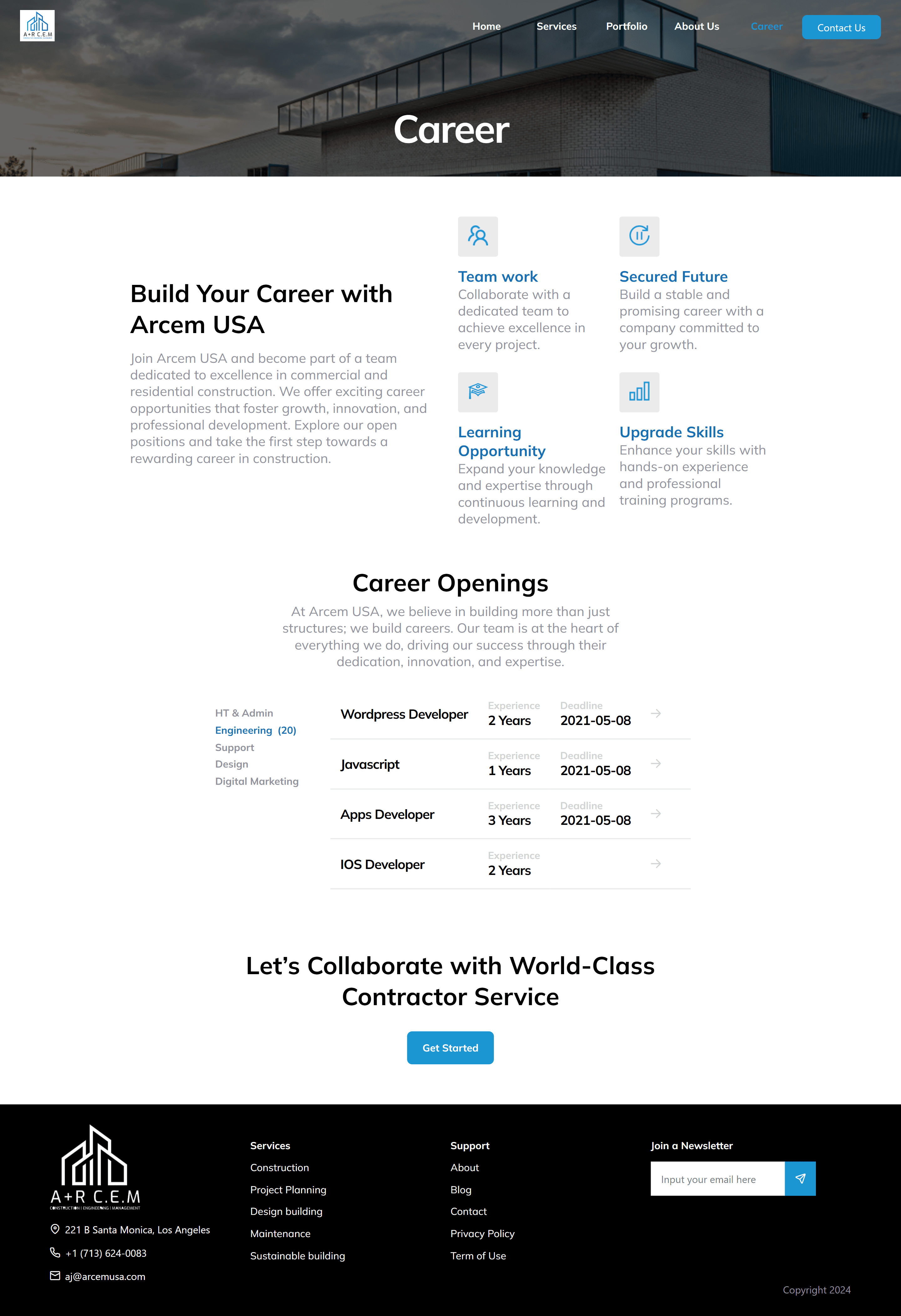 ARCEM USA — Construction Corporate Website | Raza ul Mustafa Project