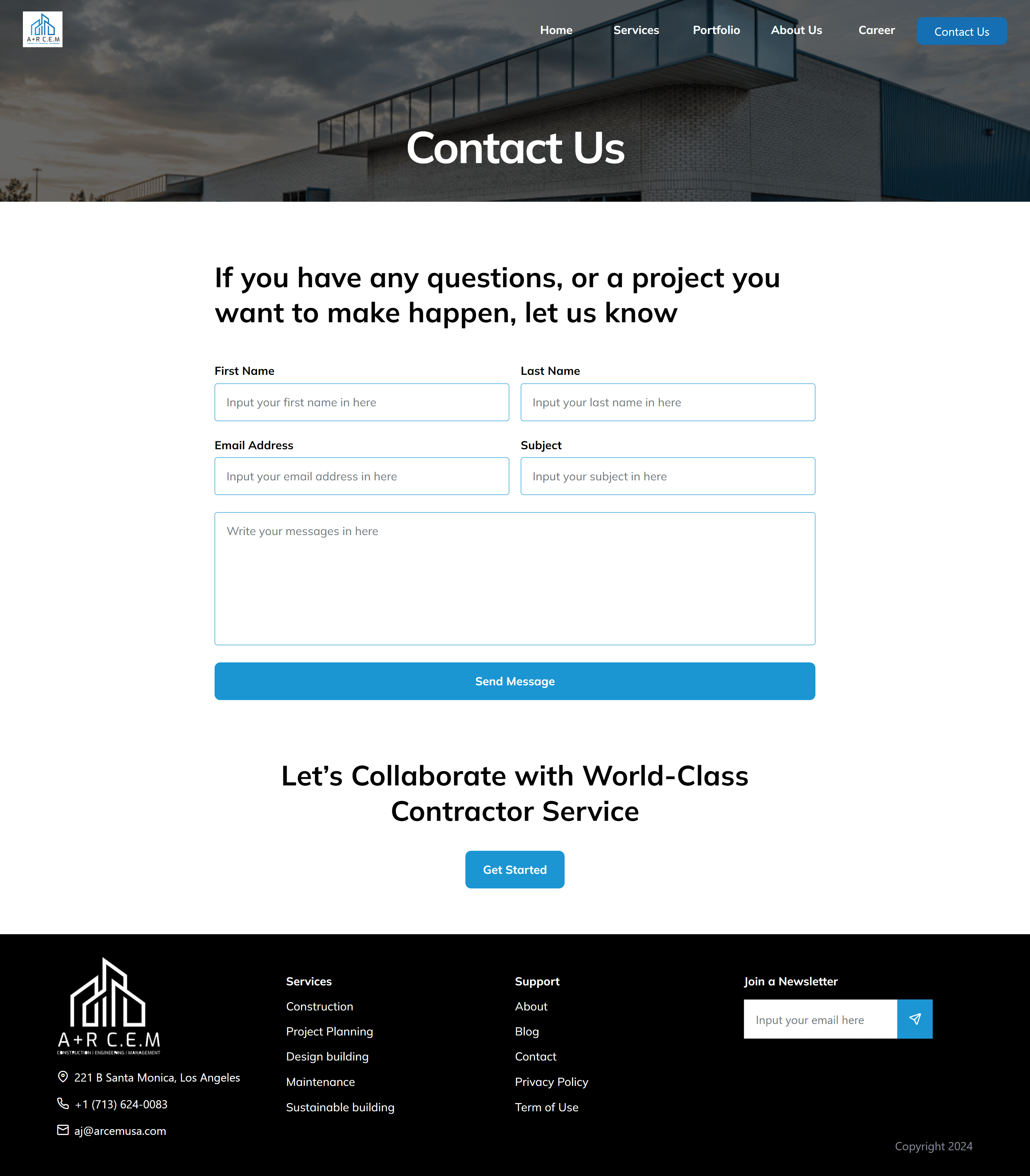 ARCEM USA — Construction Corporate Website | Raza ul Mustafa Project